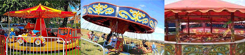 A selection of childrens' fun fair rides